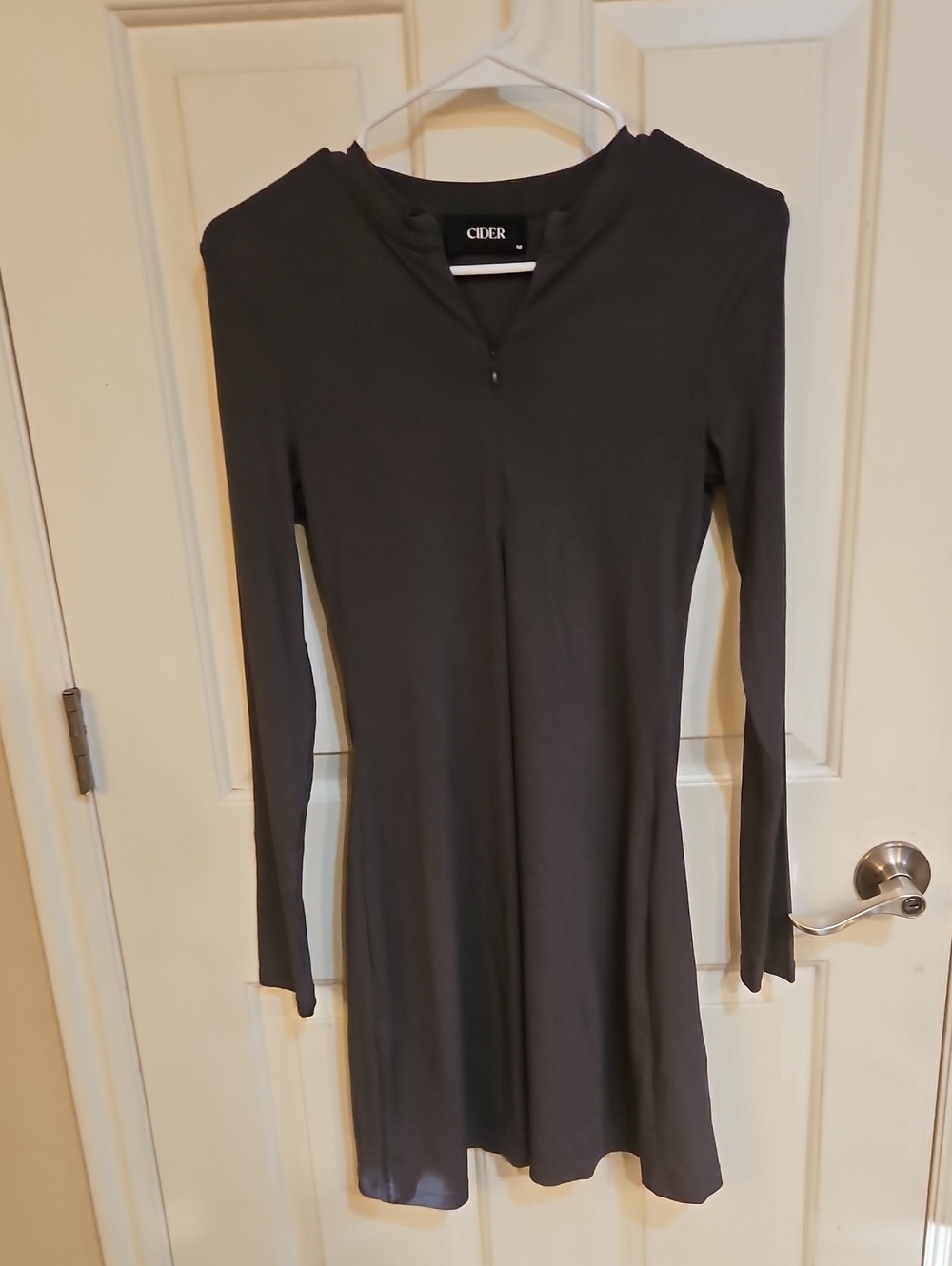 Cider Women's Long Sleeve Grey Zip Up Dress